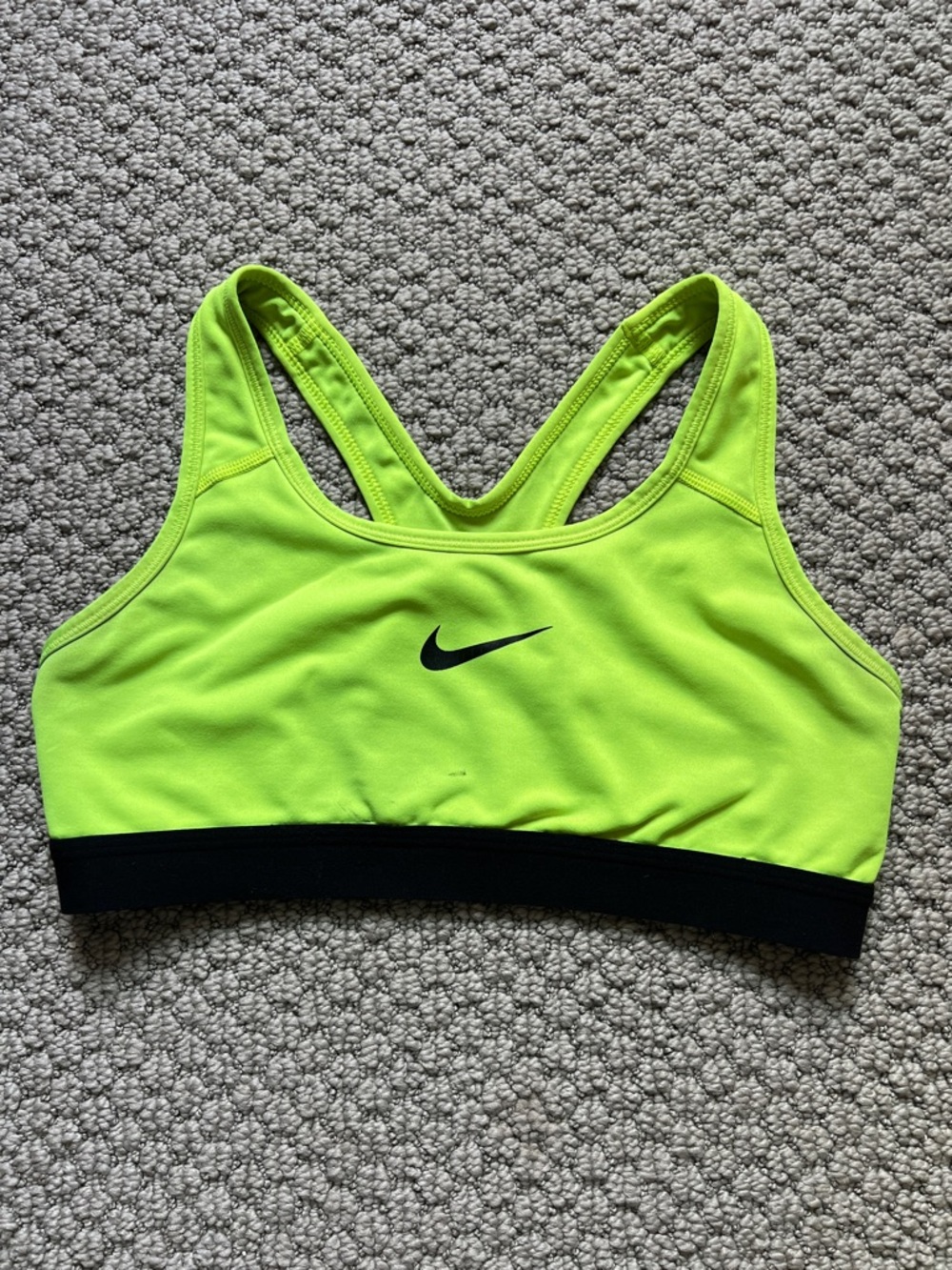 Nike Neon Yellow Racerback Sports Bra with Black Band size small